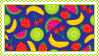 fruit pattern with navy blue background