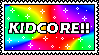 kidcore!! written on rainbow swirly background