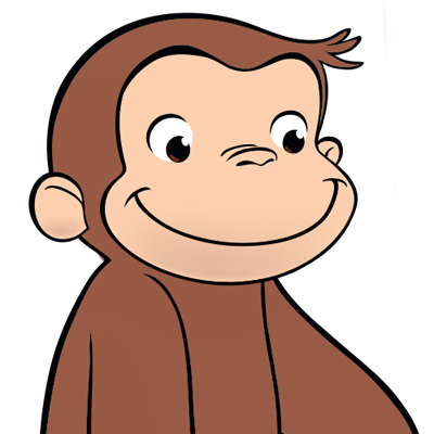 a smiling cartoon monkey named Curious George